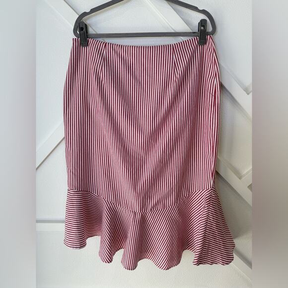 WAYF Naples Ruffled Red And White Striped Faux-Wrap Skirt Size XL - Picture 5 of 10